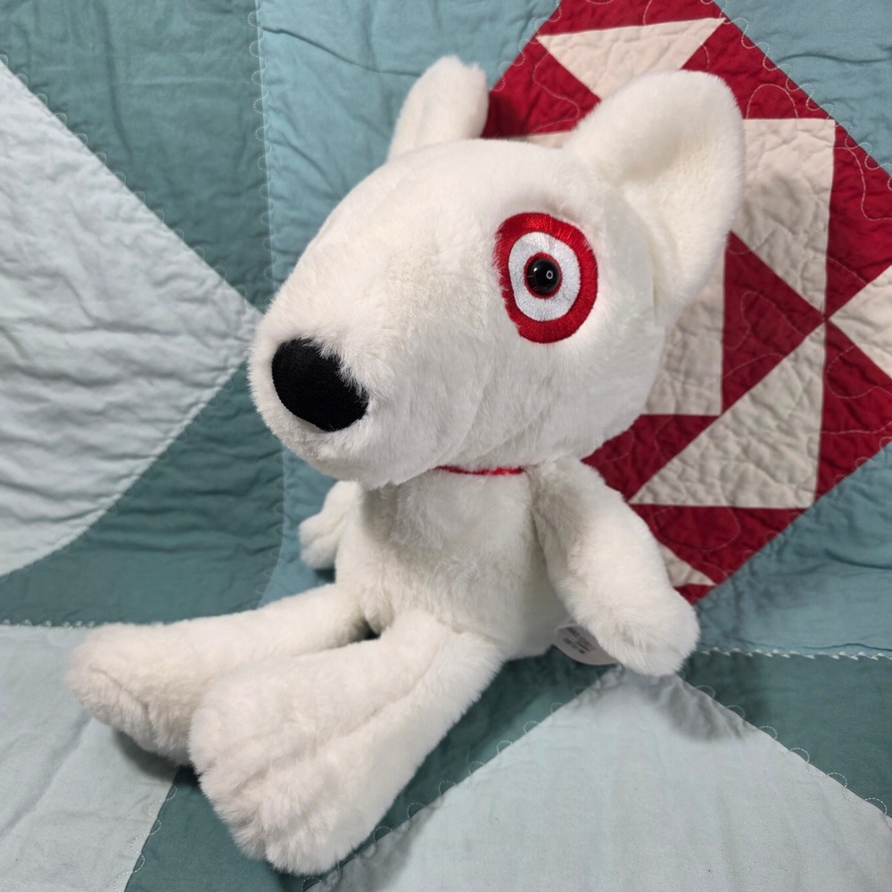 Target Bullseye Dog Plush Unisex 12in White Red Bullseye Logo Soft Toy